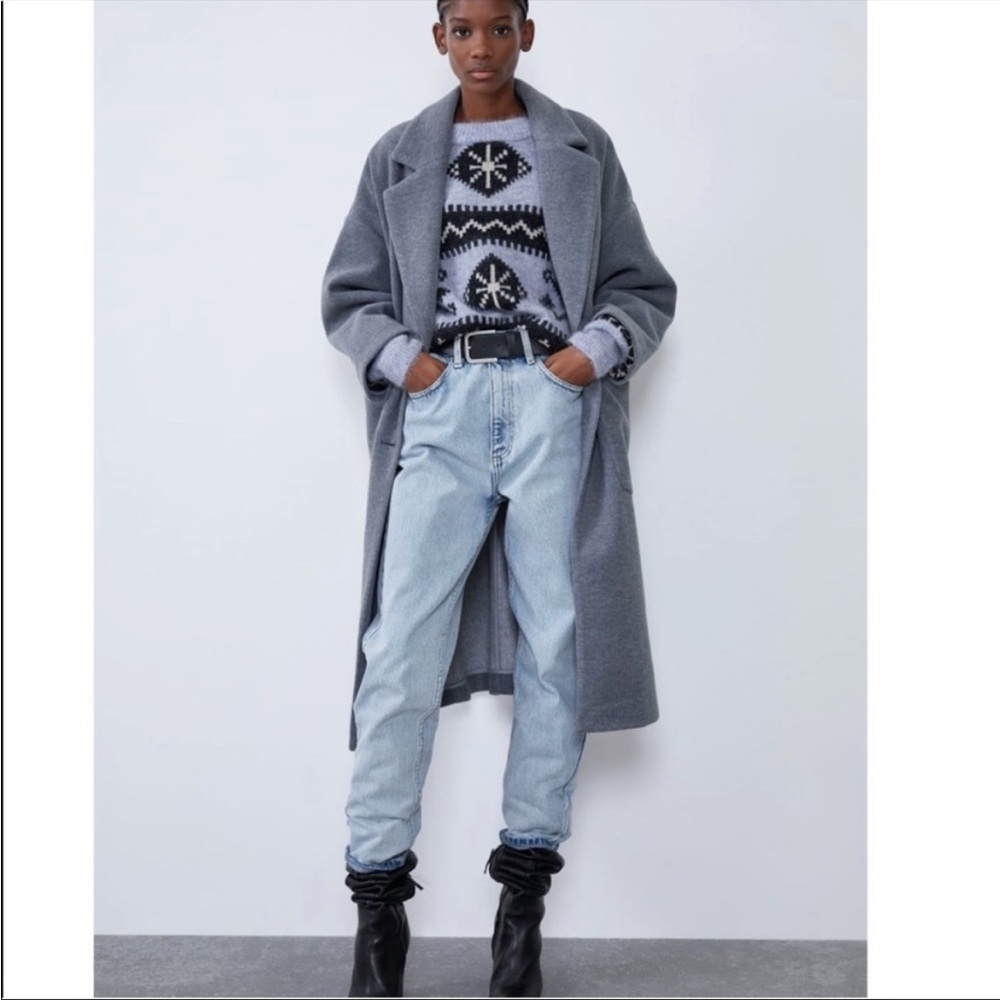 ZARA Oversized Gray Coat with Pockets M (170/88A)